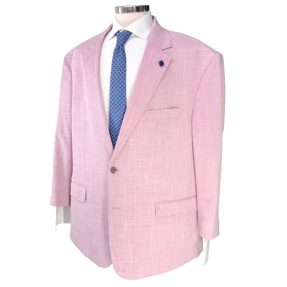 Oak Hill Sport Coat Mens 2XL Pink Textured Notch Lapel Classic